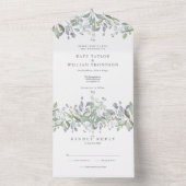 Invitation Tout En Un Mariage De Monogramme Lilac Et Sage De Feuillage D (À l'intérieur)