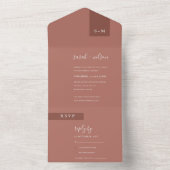 INVITATION TOUT EN UN MARIAGE DE MONOGRAMME MINIMAL DE TERRACOTTE DE RUS (À l'intérieur)