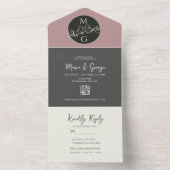 Invitation Tout En Un Mariage de monogramme moderne noir blanc (À l'intérieur)