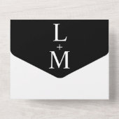 Invitation Tout En Un Mariage de monogramme noir simple contemporain (Verso)