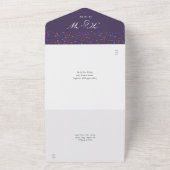 Invitation Tout En Un Mariage de monogramme violet Confetti arc-en-ciel (Dehors)
