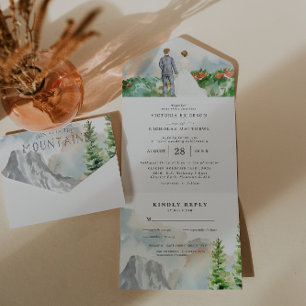Invitation Tout En Un Mariage de montagne floral élégant de printemps