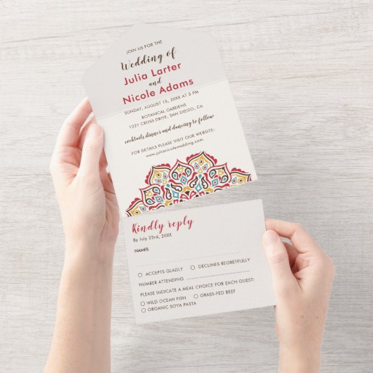 Invitation Tout En Un Mariage de Motif de mandala géométrique classique (Déchirure)