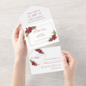 Invitation Tout En Un Mariage de Noël moderne Poinsettia (Déchirure)