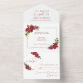 Invitation Tout En Un Mariage de Noël moderne Poinsettia (À l'intérieur)