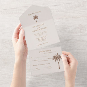 Invitation Tout En Un mariage de palmier bohème