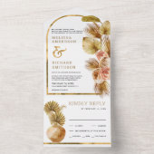 Invitation Tout En Un Mariage de palmier de Boho séché à l'arc de terre  (À l'intérieur)