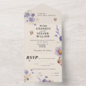 Invitation Tout En Un Mariage de papillons rustiques (À l'intérieur)