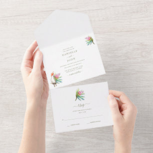 Invitation Tout En Un Mariage de Paradise Beach sur l'île tropicale RSVP