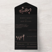 Invitation Tout En Un Mariage de Parties scintillant d'or Rose noir Art  (À l'intérieur)