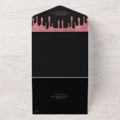 Invitation Tout En Un Mariage de Parties scintillant en or rose et noir (Dehors)
