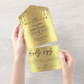 Invitation Tout En Un Mariage de Parties scintillant Gold (Déchirure)