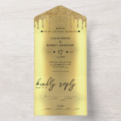 Invitation Tout En Un Mariage de Parties scintillant Gold (À l'intérieur)