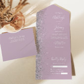 Invitation Tout En Un Mariage de Parties scintillant moderne Dusty Purpl