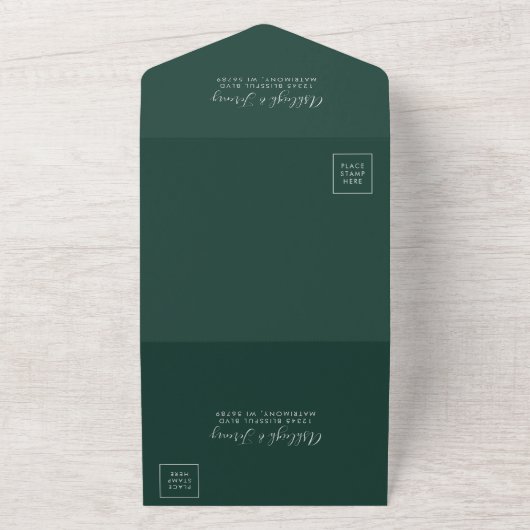 Invitation Tout En Un Mariage de Parties scintillant moderne Emerald Gre (Dehors)