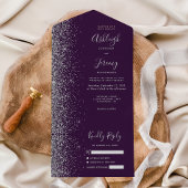 Invitation Tout En Un Mariage de Parties scintillant moderne en argent f