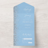 Invitation Tout En Un Mariage de Parties scintillant moderne Pastel Bleu (À l'intérieur)