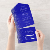 Invitation Tout En Un Mariage de Parties scintillant moderne Royal Blue  (Déchirure)
