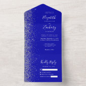 Invitation Tout En Un Mariage de Parties scintillant moderne Royal Blue  (À l'intérieur)