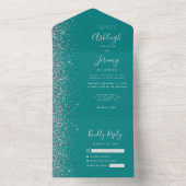 Invitation Tout En Un Mariage de Parties scintillant moderne Turquoise b (À l'intérieur)