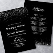 Invitation Tout en un Mariage de Parties scintillant noir