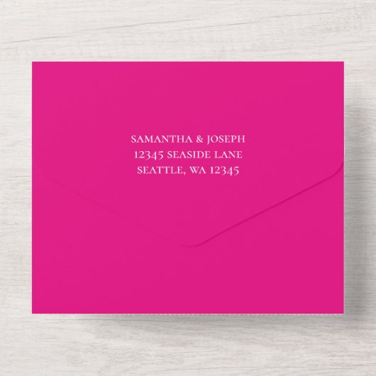 Invitation Tout En Un Mariage de Parties scintillant Ombre rose chaud (Verso)