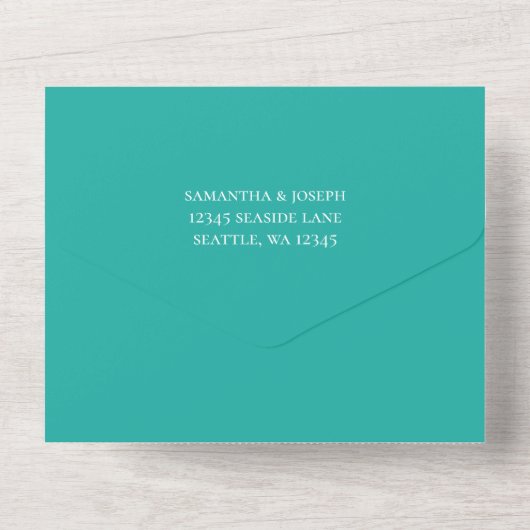 Invitation Tout En Un Mariage de Parties scintillant turquoise Turquoise (Verso)