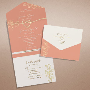 Invitation Tout En Un Mariage de Peach Spring
