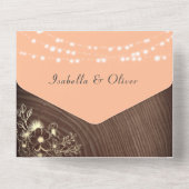 Invitation Tout En Un Mariage de pêche rustique en bois (Verso)