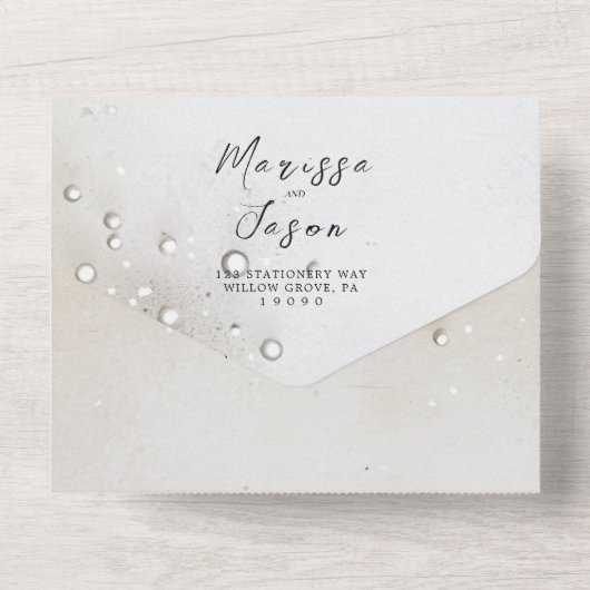 Invitation Tout En Un Mariage de perles simple et élégant (Verso)