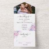 Invitation Tout En Un Mariage de photo de monogramme de script floral de (À l'intérieur)