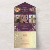 Invitation Tout En Un Mariage de photos violettes (À l'intérieur)