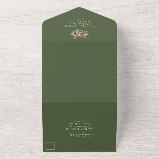Invitation Tout En Un Mariage de pin vert (Dehors)