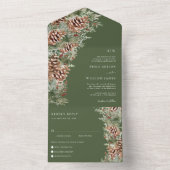 Invitation Tout En Un Mariage de pin vert (À l'intérieur)