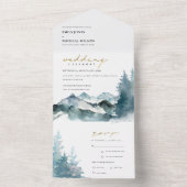 INVITATION TOUT EN UN MARIAGE DE PINE BLEU BLEU BLEU BLEU BLEU MOUNTAINS (À l'intérieur)