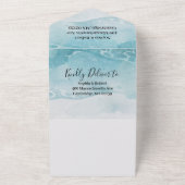 Invitation Tout En Un Mariage de plage bleu d'été (Dehors)