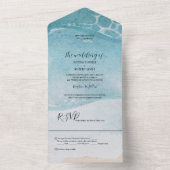 Invitation Tout En Un Mariage de plage bleu d'été (À l'intérieur)
