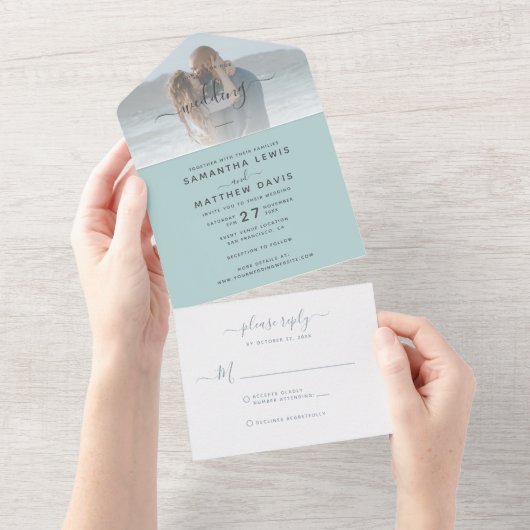 Invitation Tout En Un Mariage de plage bohème élégant (Déchirure)