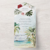 Invitation Tout En Un Mariage de plage de palmiers tropicaux (À l'intérieur)
