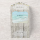 Invitation Tout En Un Mariage de plage de script moderne rustique (Dehors)