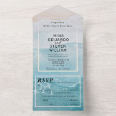 Invitation Tout En Un Mariage de plage d'été Watercolor (À l'intérieur)