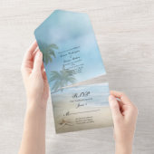 Invitation Tout En Un Mariage de plage tropicale (Déchirure)