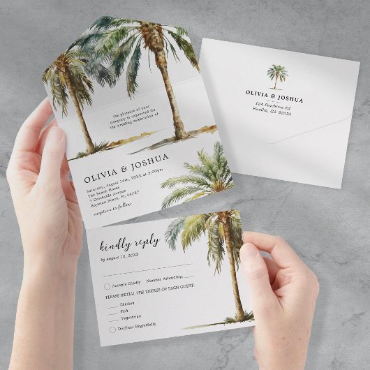 Invitation Tout En Un Mariage de plage tropicale estivale