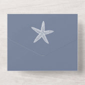 Invitation Tout En Un Mariage de poisson étoilé bleu Dusty (Verso)