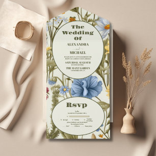 Invitation Tout En Un Mariage de prairie Fleur sauvage lunaire