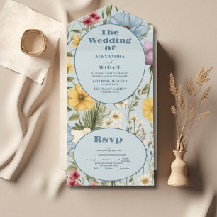 Invitation Tout En Un Mariage de prairie Fleur sauvage lunaire