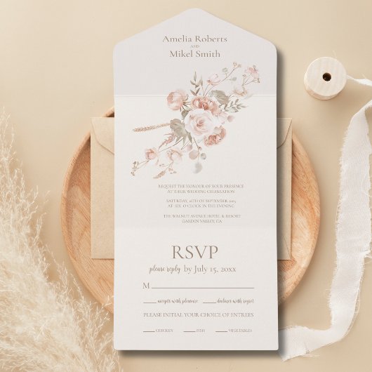 Invitation Tout En Un Mariage de prairie Fleur sauvage lunaire