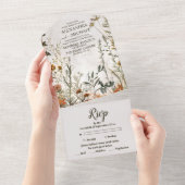 Invitation Tout En Un Mariage de prairie Fleur sauvage lunaire (Déchirure)