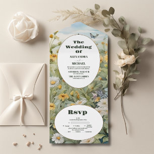 Invitation Tout En Un Mariage de prairie rustique aquarelle