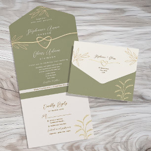 Invitation Tout En Un Mariage de printemps vert Sage